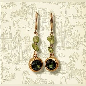 4.20 Carats Genuine Peridot & Peridot Earrings in Brushed Gold over Gold Plated